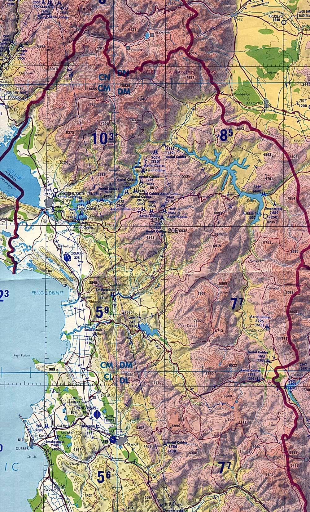 карта топографічна Албанії