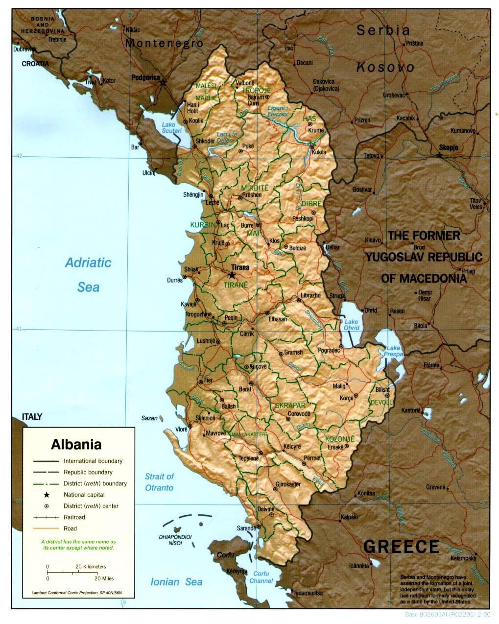 Албанська старій карті
