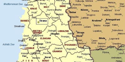 Карта албанського узбережжя